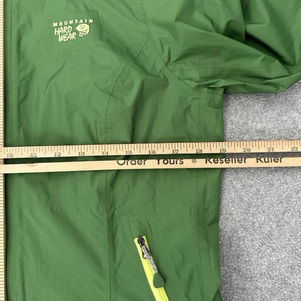 Mountain Hardwear Jacket Small Green Dry Q EVAP Plasmic Hooded Rain Shell Hiking - Picture 11 of 16